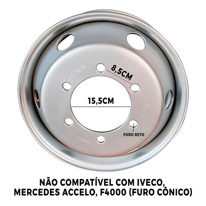 Roda de Aço Xbri 17.5 X 6.00 6 Furos - XBRI - 144088 - Clube da Borracha